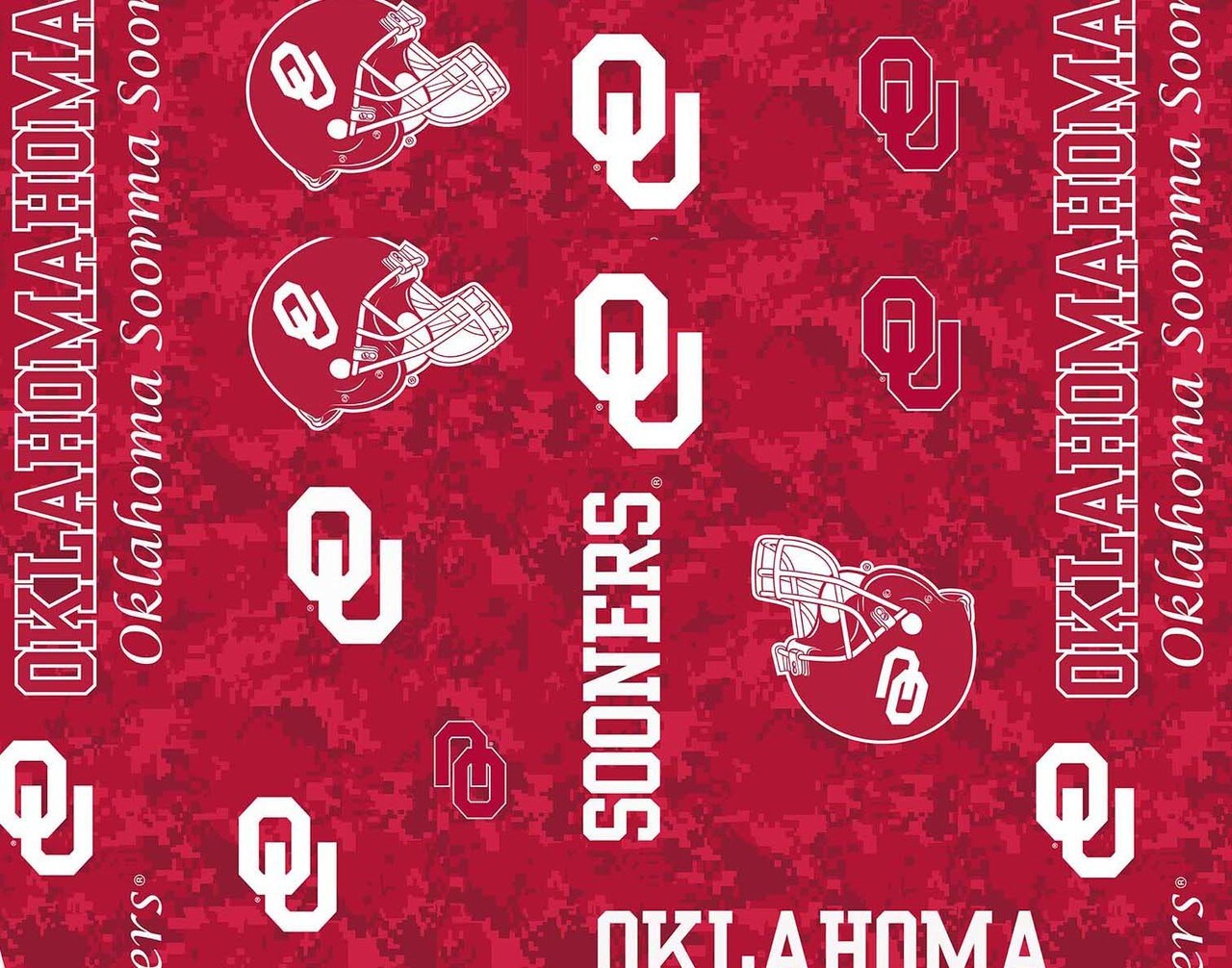 Sykel Enterprises-University of Oklahoma Fleece Fabric-Oklahoma Sooners Digi Camo Fleece Blanket Fabric-Sold by the yard